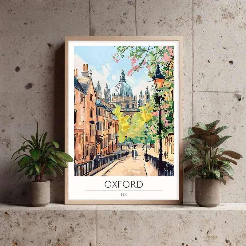 Vintage Oxford Framed Canvas Archival Canvas Wall Painting - Natural Brown Frame media 3