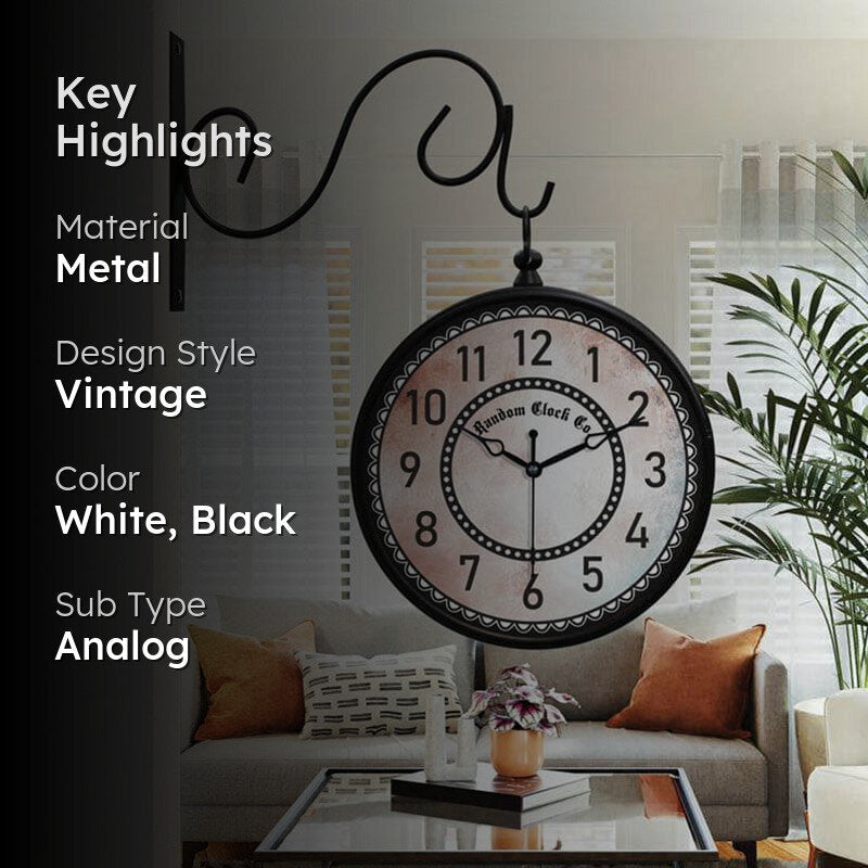 Clementine Double Sided Vintage Station Clock media 2