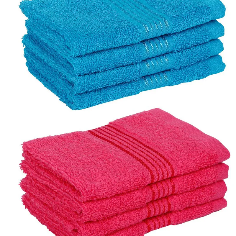 Bodil Face Towel (Sky Blue,Pink) - Set Of Eight media 4