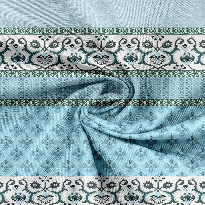Iris Printed Cotton Bedsheet (Blue) - 120 TC media 5