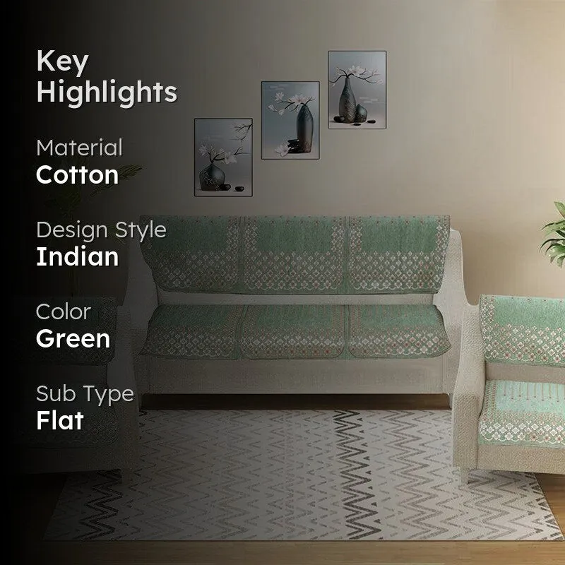 Emsy Cotton Sofa Cover - Green media 2