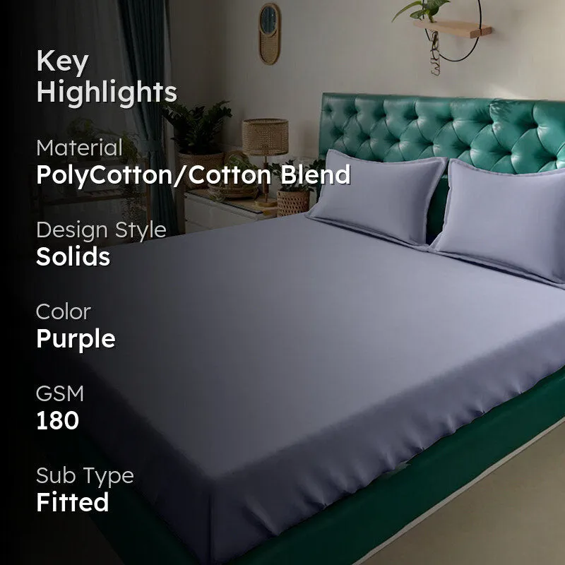 Ress Fitted Bedsheet (Light Purple) - 180 GSM media 2