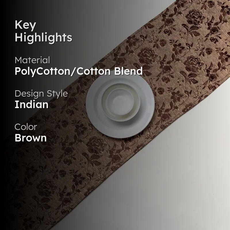 Italian Rose Jacquard Table Runner- Brown media 2