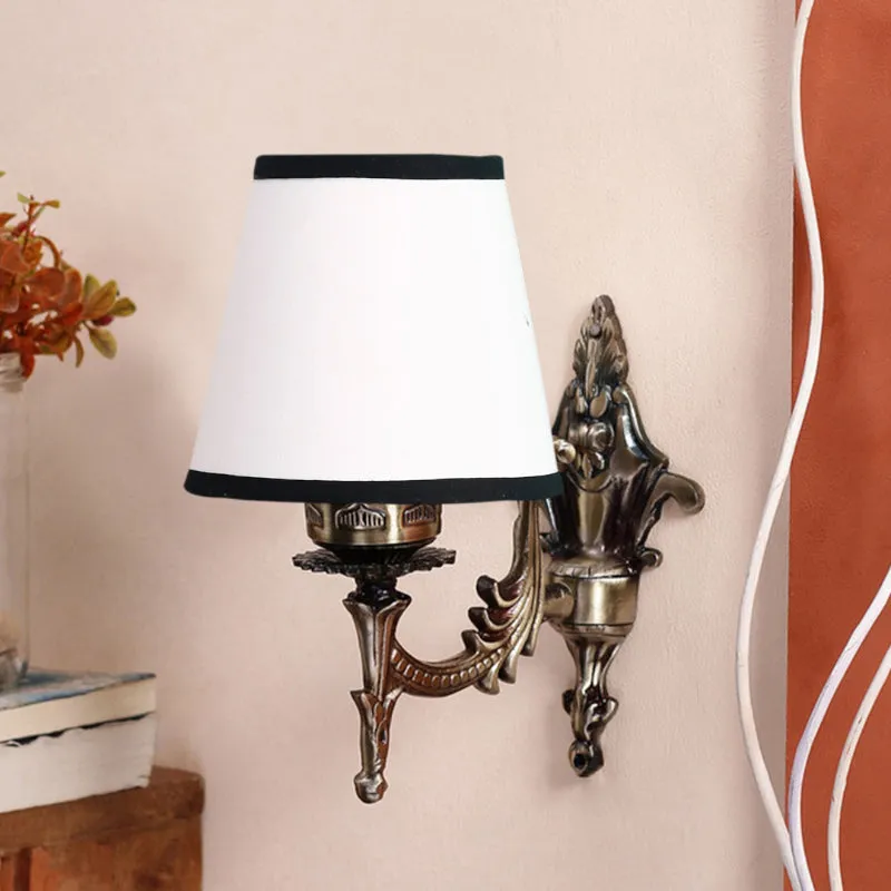Vista Edrel Conical Fabric & Metal Wall Lamp - White & Black media 3