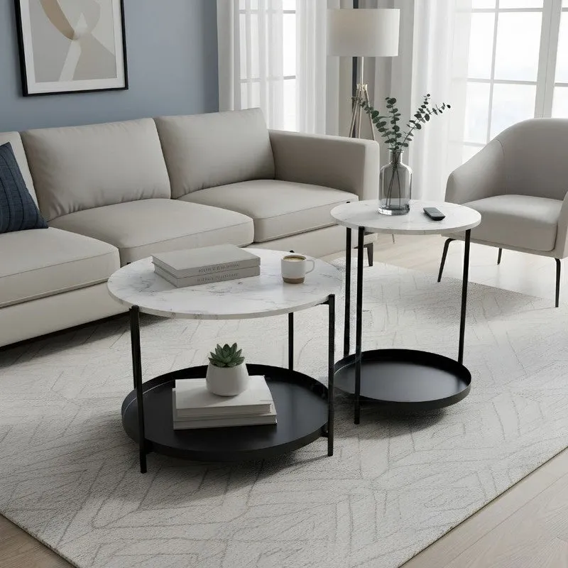 Arvo Hue Center Table (Black & White) - Set Of Two media 4