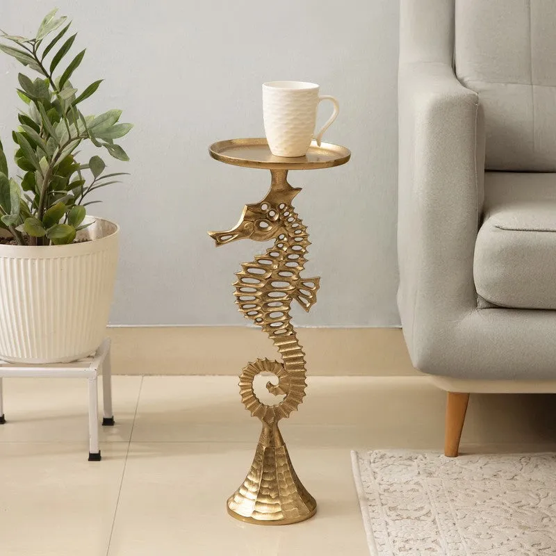 Seahorse Sculpt Aluminum Side Table - Gold media 1