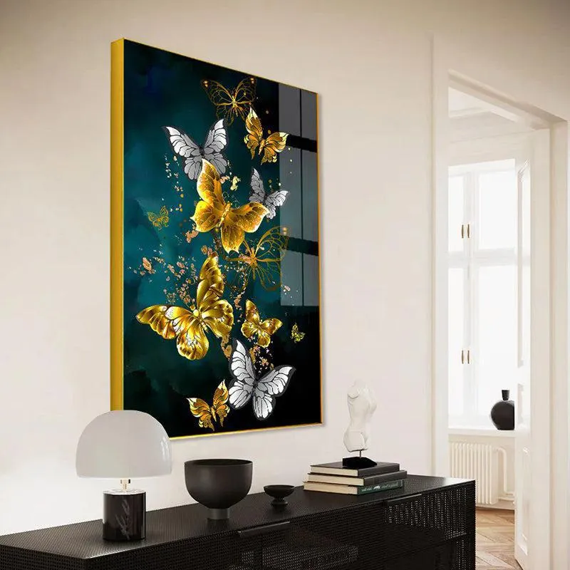 Aureate Flutter Modern Canvas Wall Art With Frame - Gold media 1