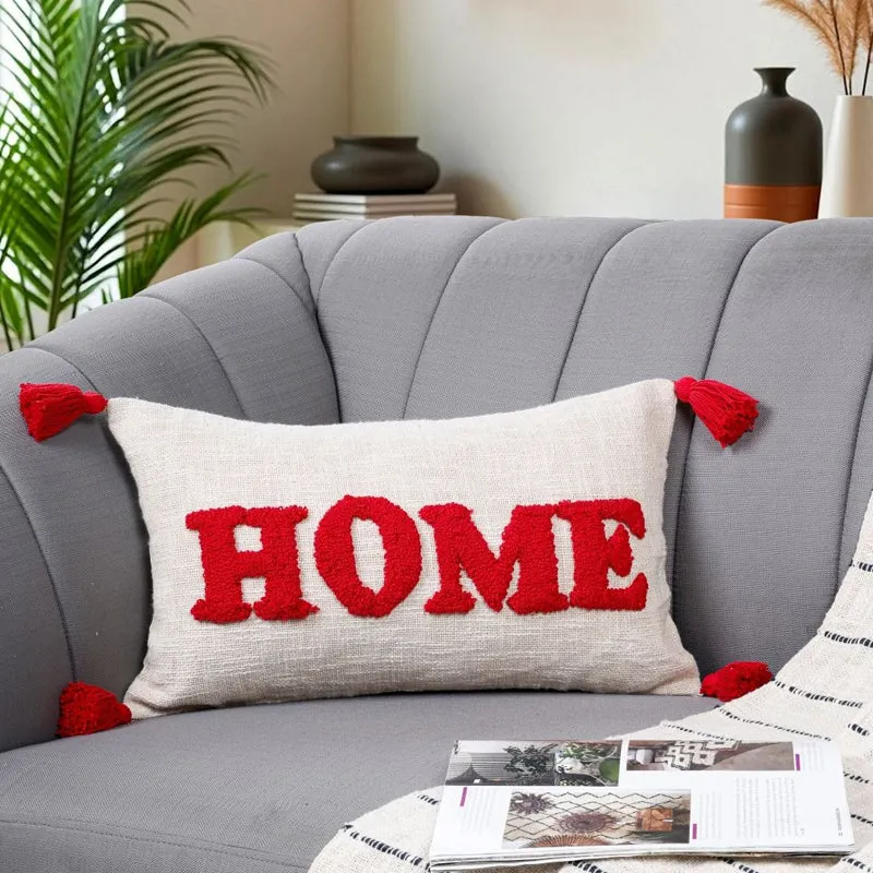 Home Tassle Tufted Cushion Cover Set (Red) - Set Of Two media 4