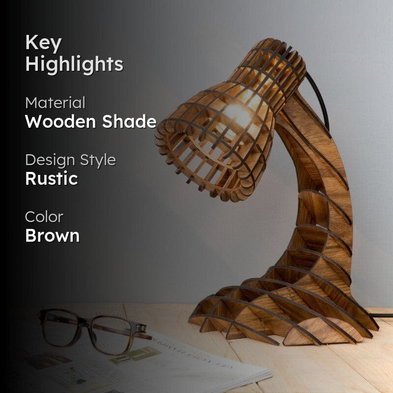 Cora Wooden Table Lamp - Brown media 2