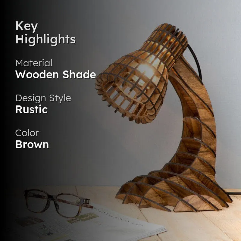 Cora Wooden Table Lamp - Brown media 2