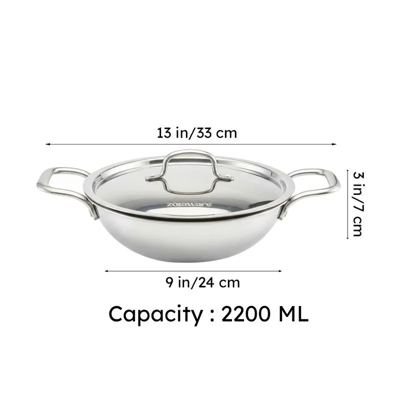 Zoraware Kadhai With Lid - 2200 mL/ 22 CM media 13