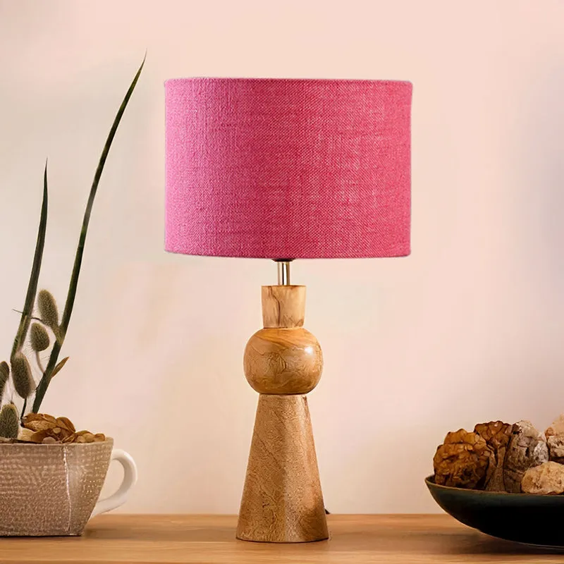 Angler Jute Wooden Table Lamp - Pink,Brown media 2