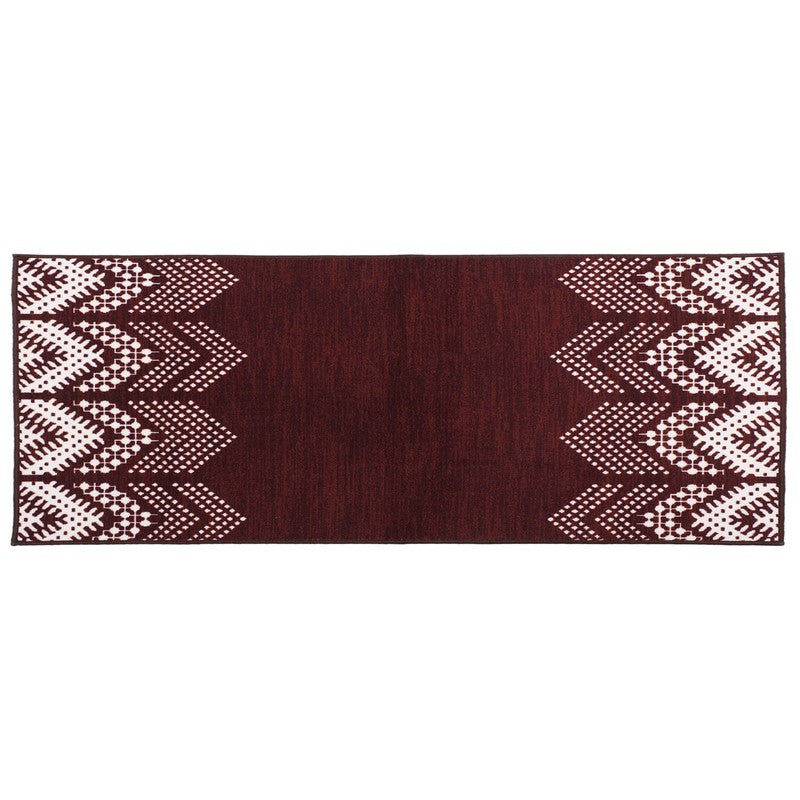Deep Chevron Nylon Runner Rug - Maroon