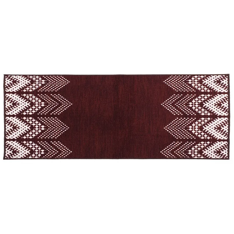 Deep Chevron Nylon Runner Rug - Maroon media 1