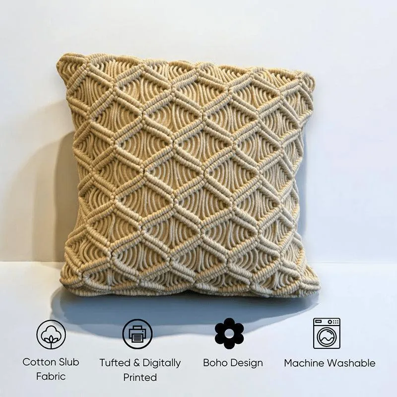 Loom & Light Macrame Textured Cotton Cushion Cover - Set Of Four media 3