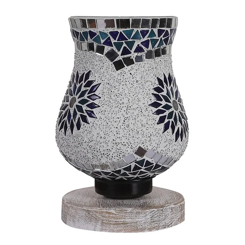 Gleamora Mosaic Glass Table Lamp With Wooden Base - Multicolor media 5