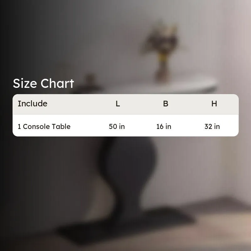 Curvy Metal Console Table with Marble Top (Black) - Large media 5