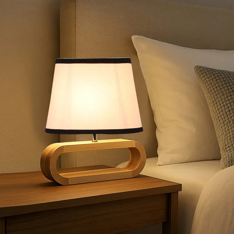 Cotin I Stripe Curve Cotton Table Lamp - White,Brown media 3