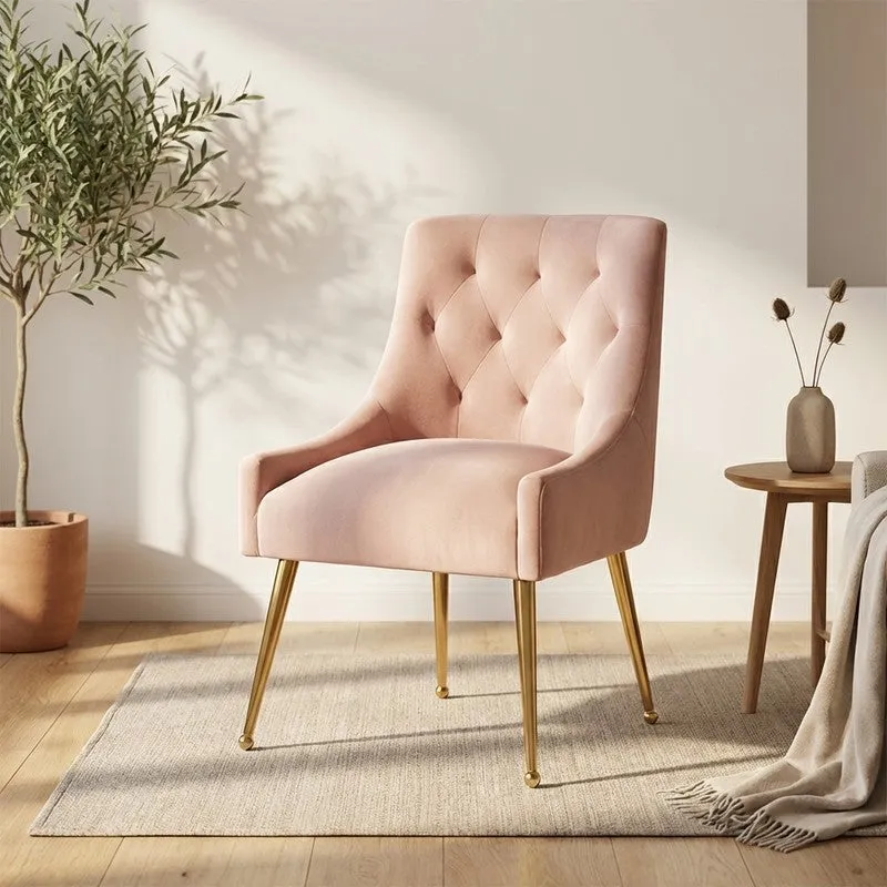 Solmira Neem Wood Accent Chair - Pink media 1