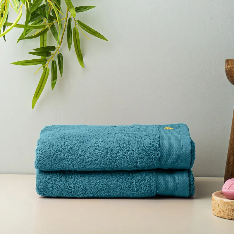 Micro Cotton Soft Serenity Solid Hand Towel (Blue) - Set Of Two media 3
