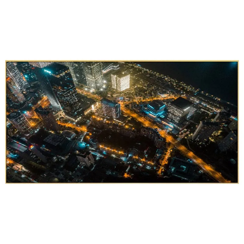 Ariel City Lights View Canvas Wall Painting media 3