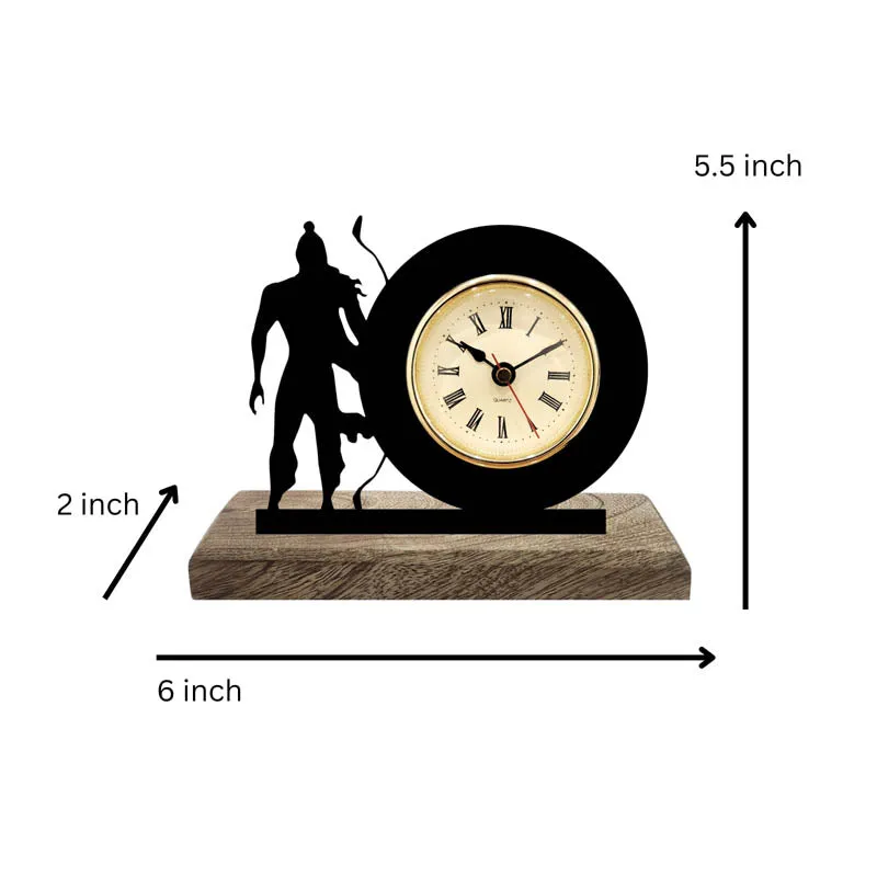 Lord Rama Iron & Mango Wood Table Clock media 5