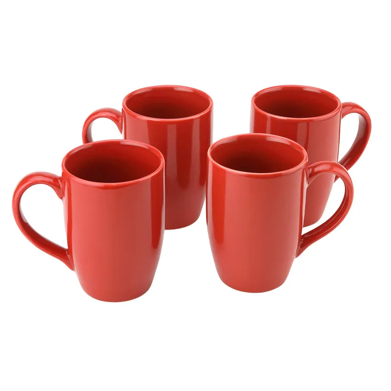 Kopi Ceramic Coffee Mug (Red/350 mL Each) - Set Of Four media 4