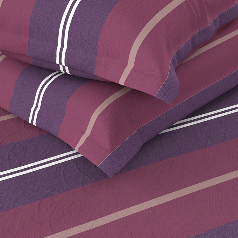Nautica Stripe Symphony Cotton Bedsheet (Pink) - 210 TC media 5