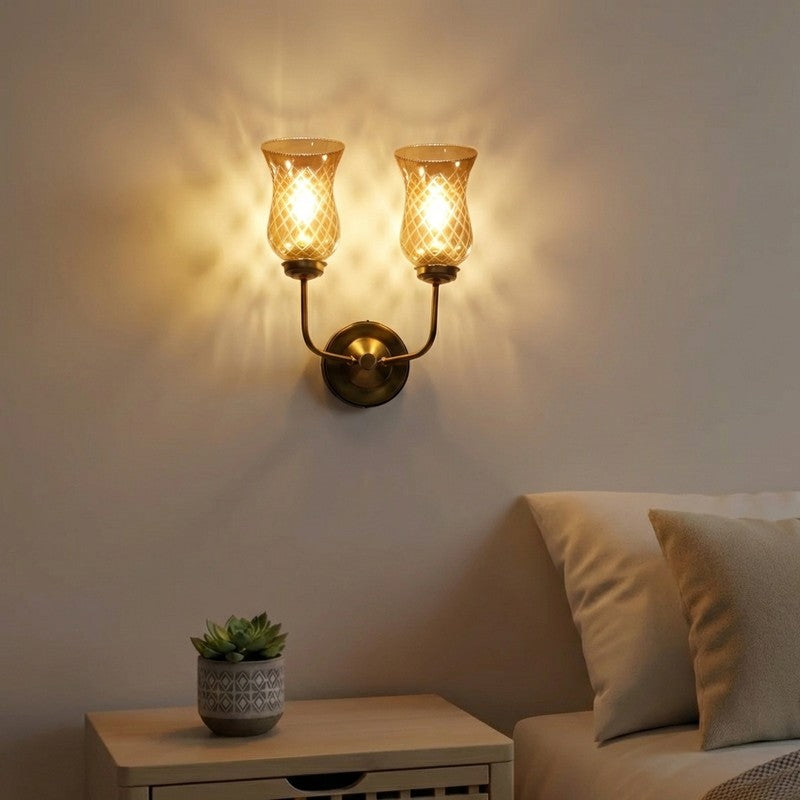 Honey Glow Twin Amber Glass Wall Lamp