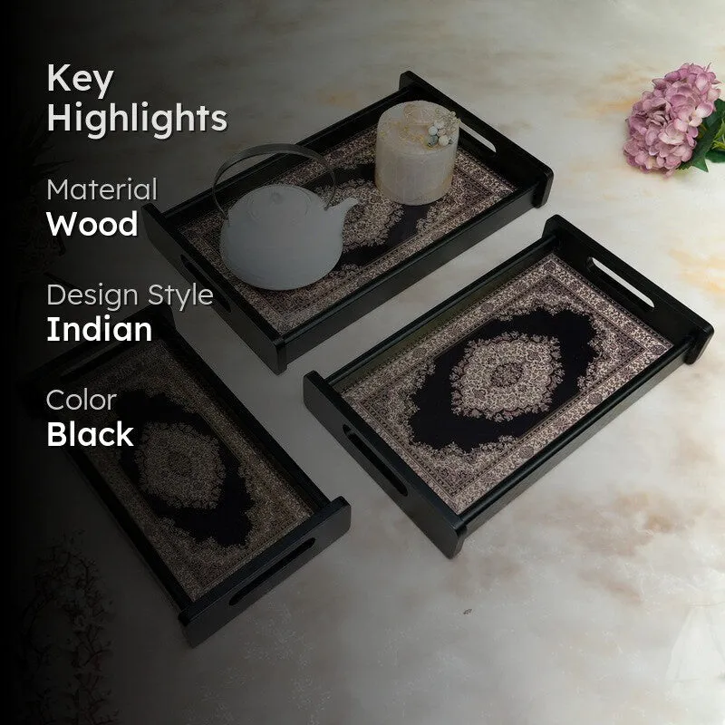 Velin Wooden Serving Tray - Set Of Three media 2