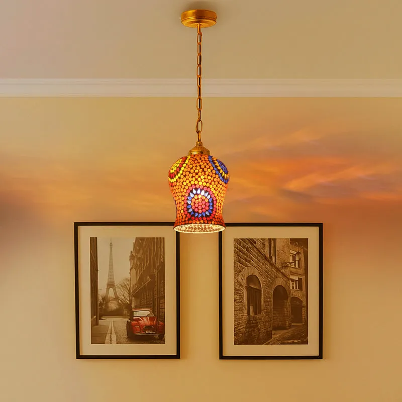 Vibrant Mosaic Glass Ceiling Lamp media 1
