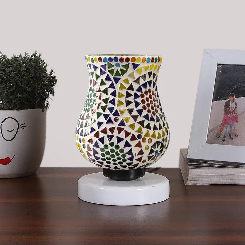 Auraeva Mosaic Glass Table Lamp With Wooden Base - Multicolor media 4