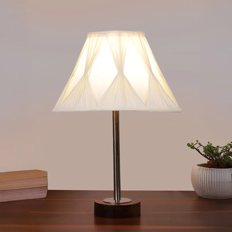 Pleatra Pinch Rodin Wooden Table Lamp - OffWhite,Silver,Brown media 2