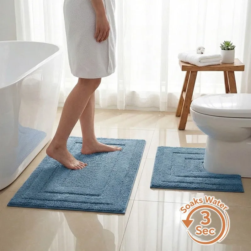 Aqualoom Anti skid Bath Mat (Light Blue) - Set Of Two media 1
