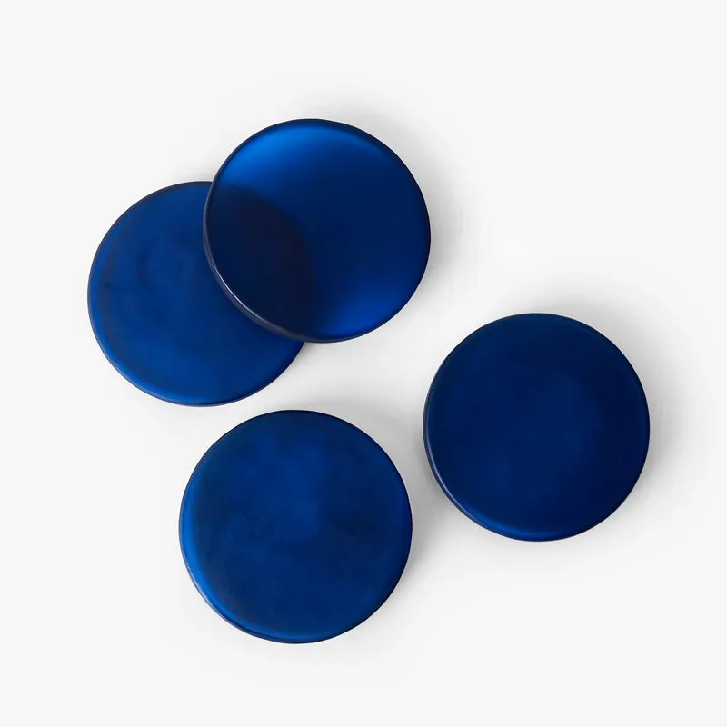 Gloassy Drop Glass Coaster (Blue) - Set Of Four media 5