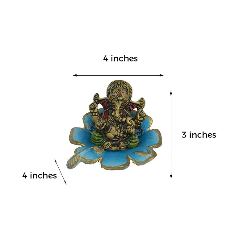 Ganesha On Blue Leaf Idol media 5