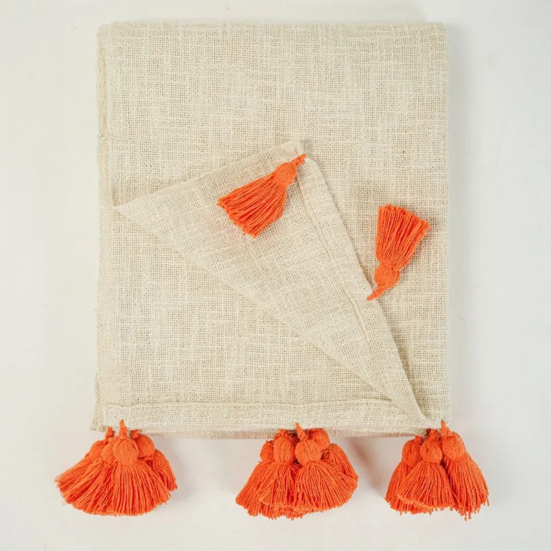 Tassura Tasselled Cotton Throw - Orange media 5