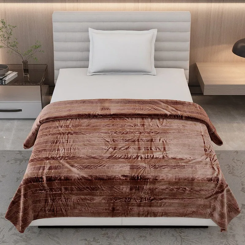 Monte Carlo Strivon Stripes Polyester Blanket (Brown) - 300 GSM media 3