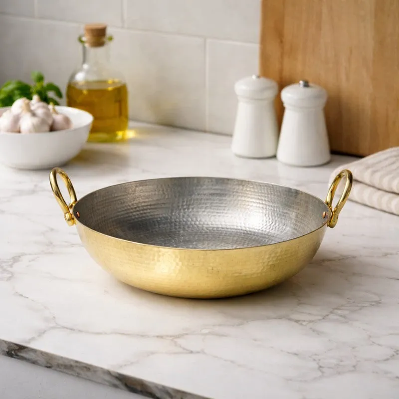 Aurelia Glossy Brass Kadhai - 3500 mL media 1
