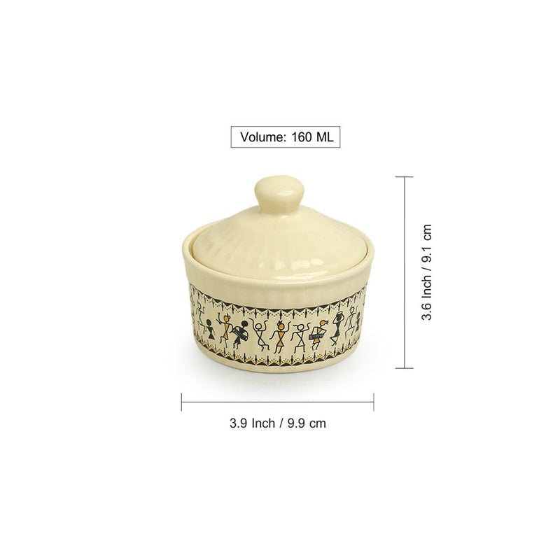 Wise Warli Handpainted Pickle Jars (160 Ml) - Set Of Two media 7