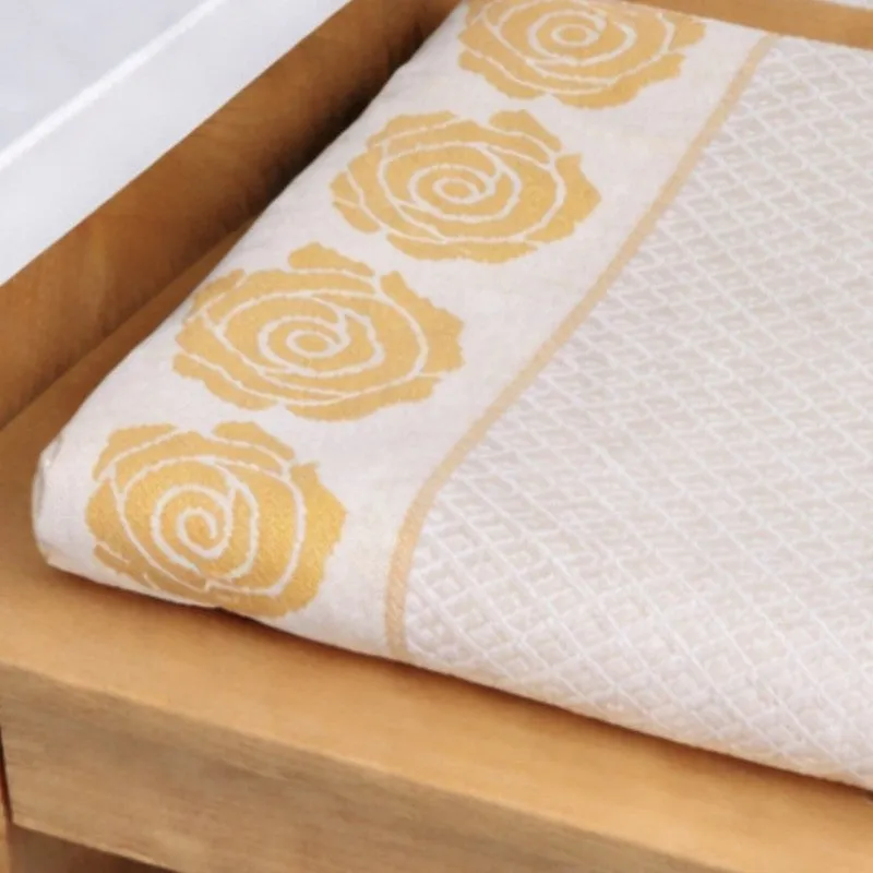 Rosette Cotton Bath Towel (Yellow & White) - Set Of Two media 7