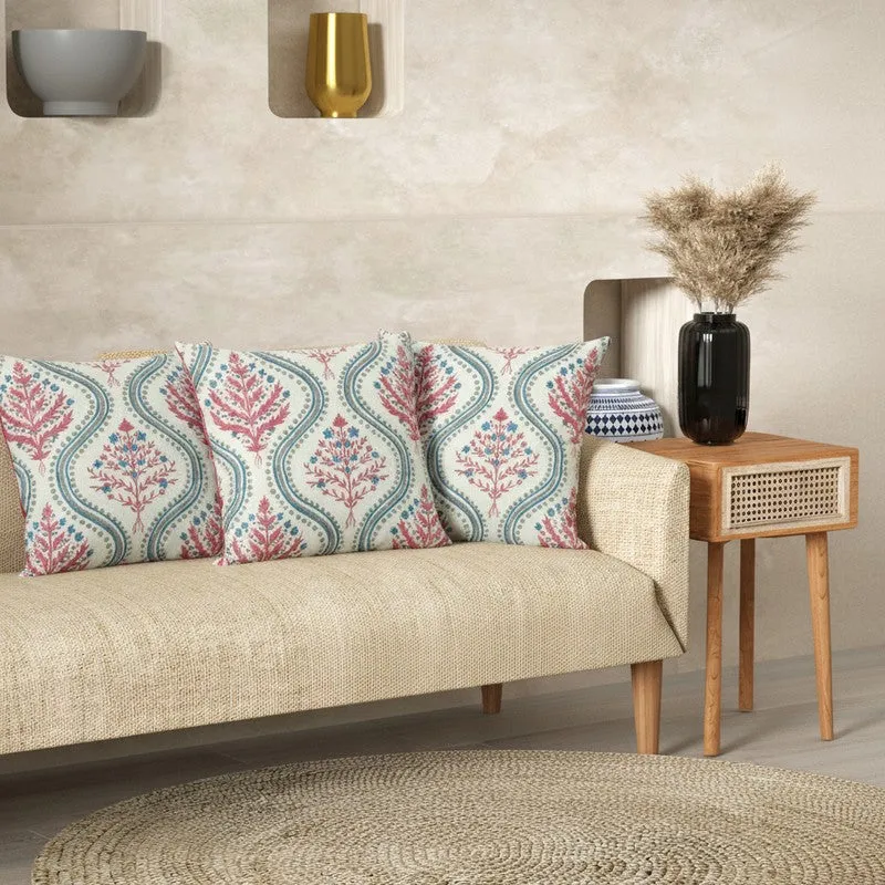 Paisley Motif White & Red Cushion Cover Set - Set Of Three media 1