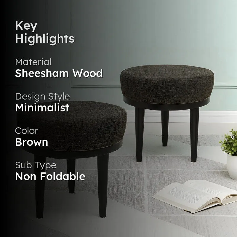 Kynex Sheesham Wooden Stools (Brown) - Set Of Two media 2