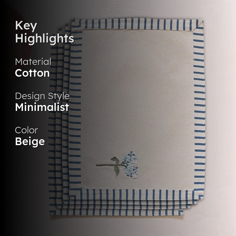 Striped Whimsy Embroidered Cotton Table Mat media 2