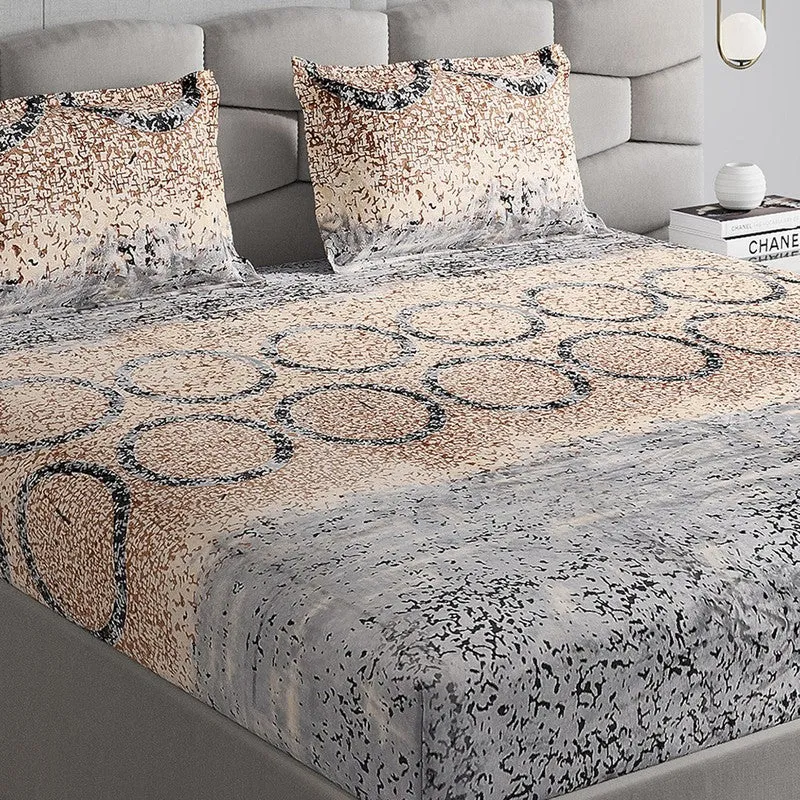 Monte Carlo Pattern Nest Bedsheet (Grey,Beige) - 280 GSM media 3