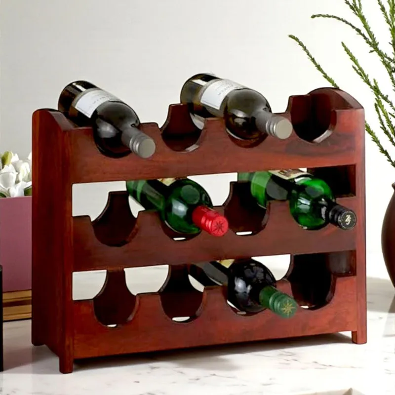 Yverox Sheesham Wooden Wine Rack - Red media 1