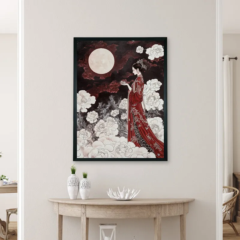 Moonlit Geisha Wall Art With Resin Frame media 4