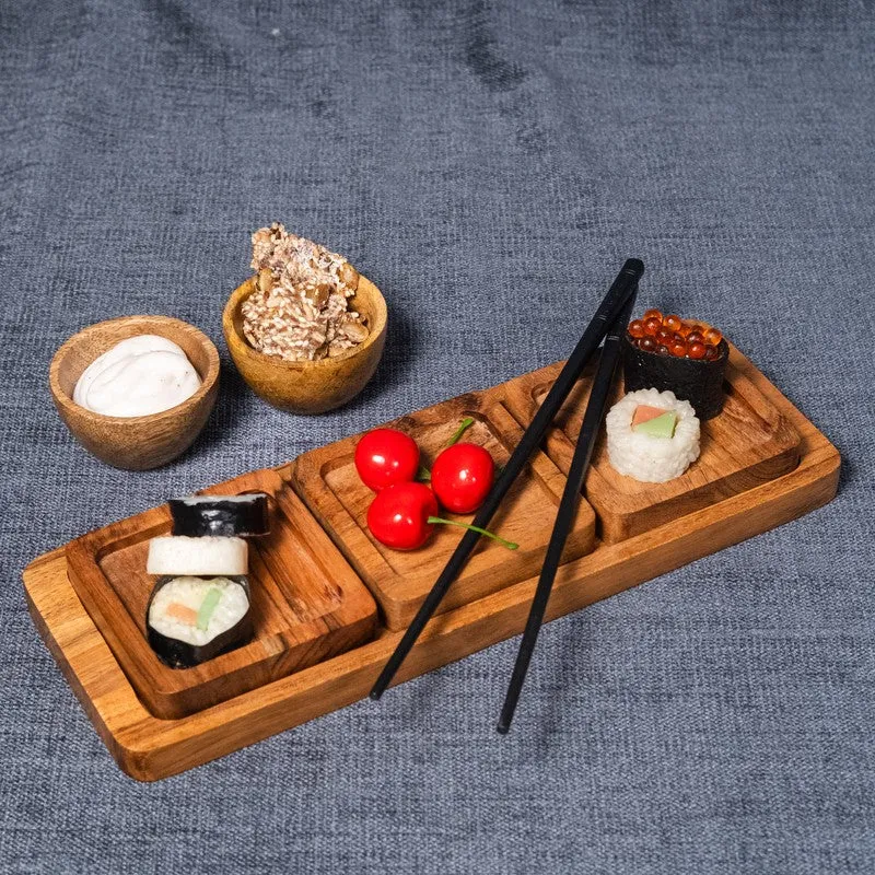 Trinity Wood Sectioned Serving Platter - Four Piece Set media 5