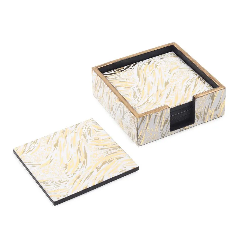 Saryna Wooden Coaster with Stand - Seven Piece Set media 5