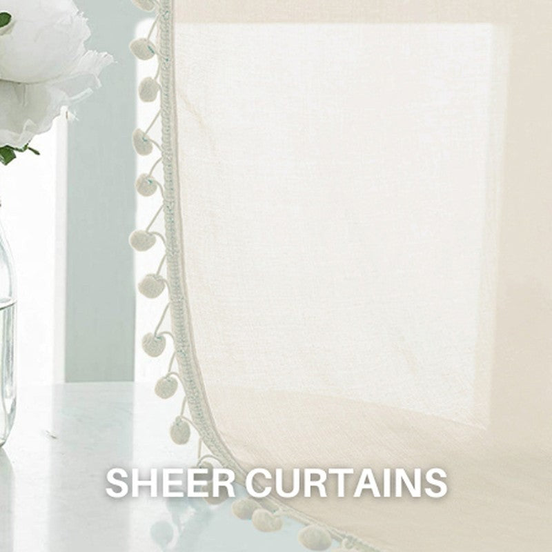 Urban Space Curtain With Pom Pom (Buttercream) - Set Of Two media 9